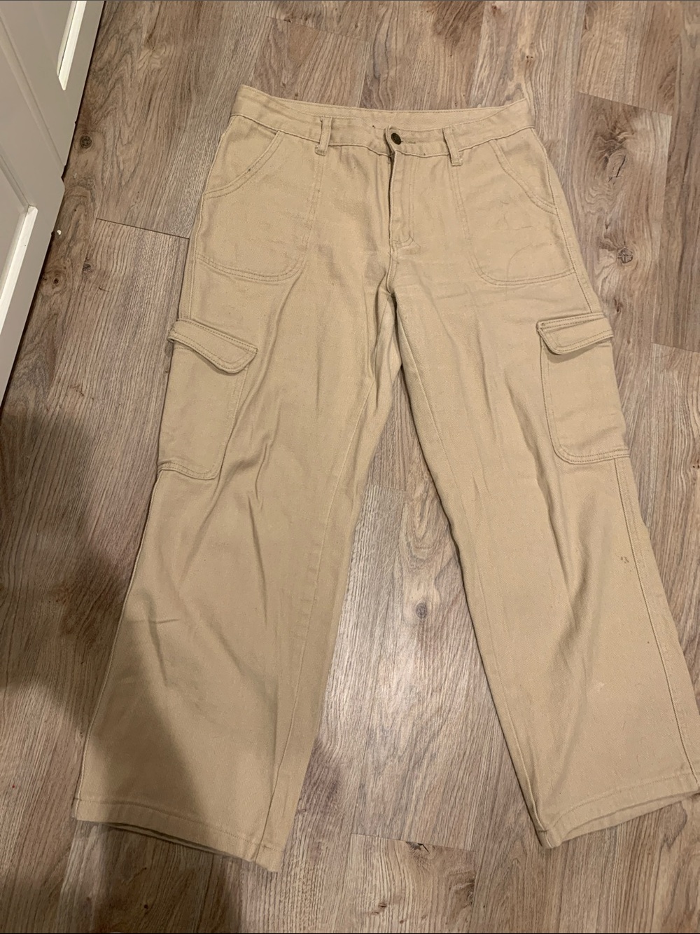 SHEIN Beige Wide Leg Cargo Pants with Utility Pockets